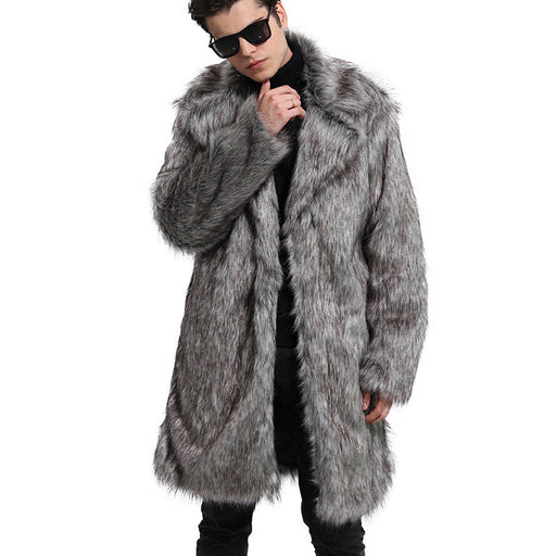 Men's Mid-length Faux Fur Warm Coat