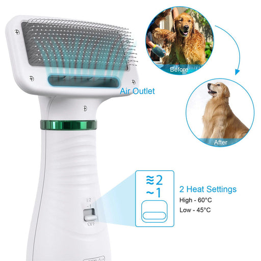 Portable Dog Dryer 2-In-1Hair Dryer For Dogs Adjust Temperature Low Noise Pet Dryer Dog Grooming Comb Fur Blower Seche Cheveux