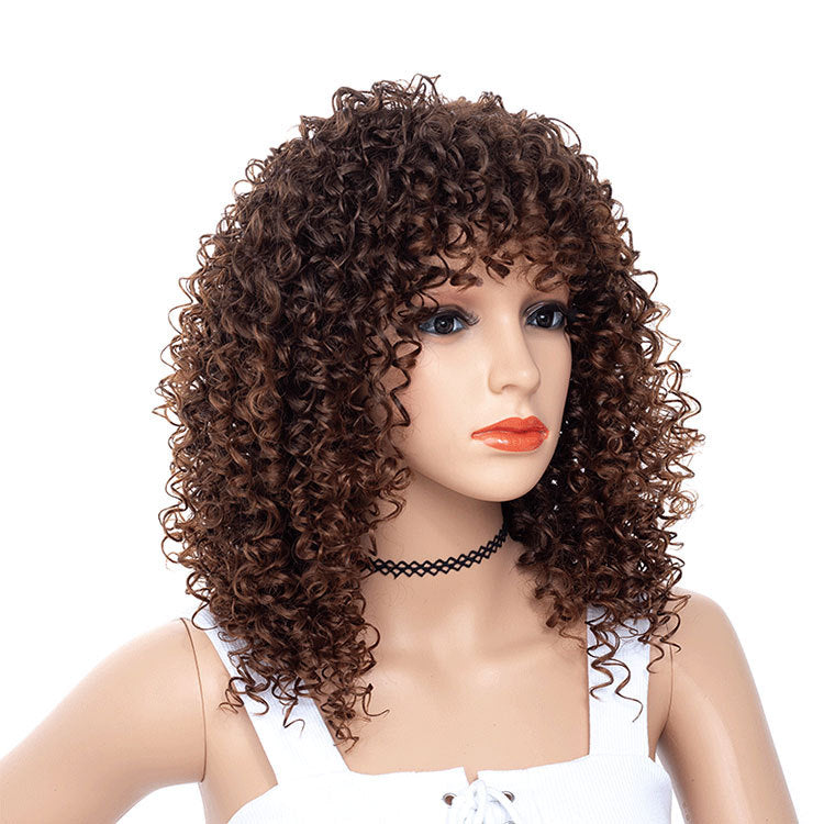 Women's Fashion African Small Curly Afro Hair Wig Head Cover