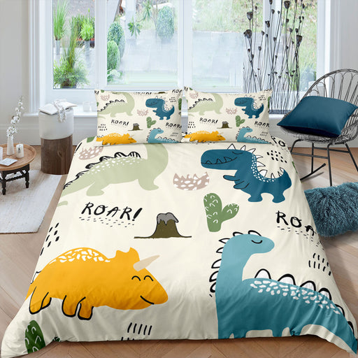 Boys Cartoon Dinosaur Family Bedding Set Twin Full Queen King