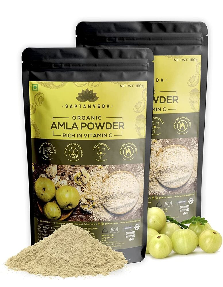 SAPTAMVEDA Organic Amla Powder  Helps To Healthy And Glowing Skin GOOD FOR HAIR AND SKIN IMMUNITY BUILDER  Rich And Healthy Source Of Vitamin C Helps To Build Immunity