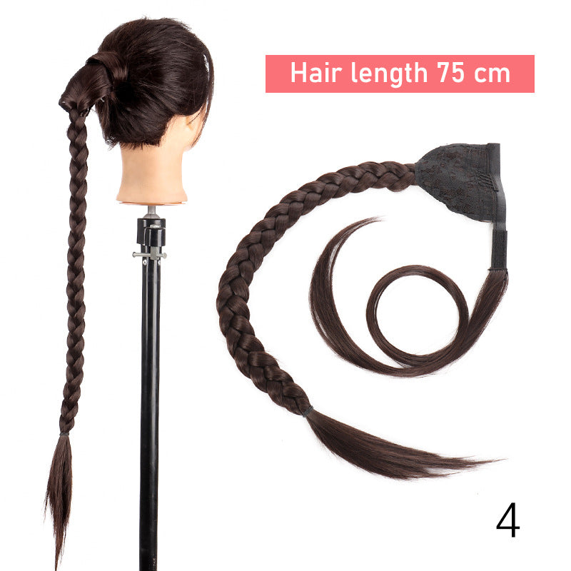 Wig Ponytail Women's Long Hair Velcro Fishbone Braid