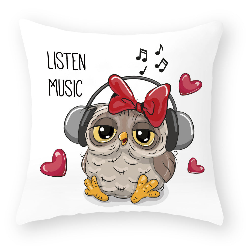 Cute Owl Peach Skin Pillow Case