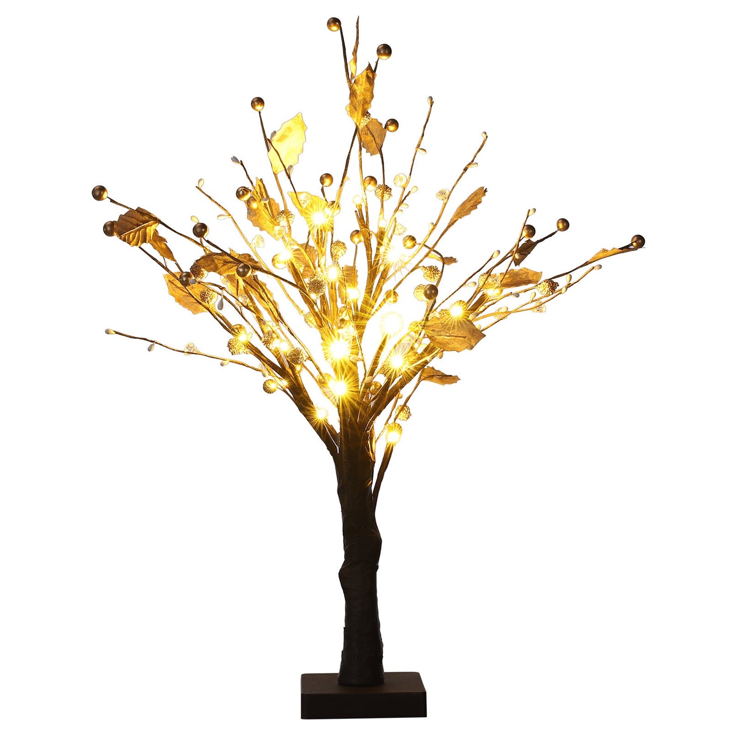 Tree Lights Dotted With Golden Fruit, 24 Warm White LED Lights 1.8 Feet High