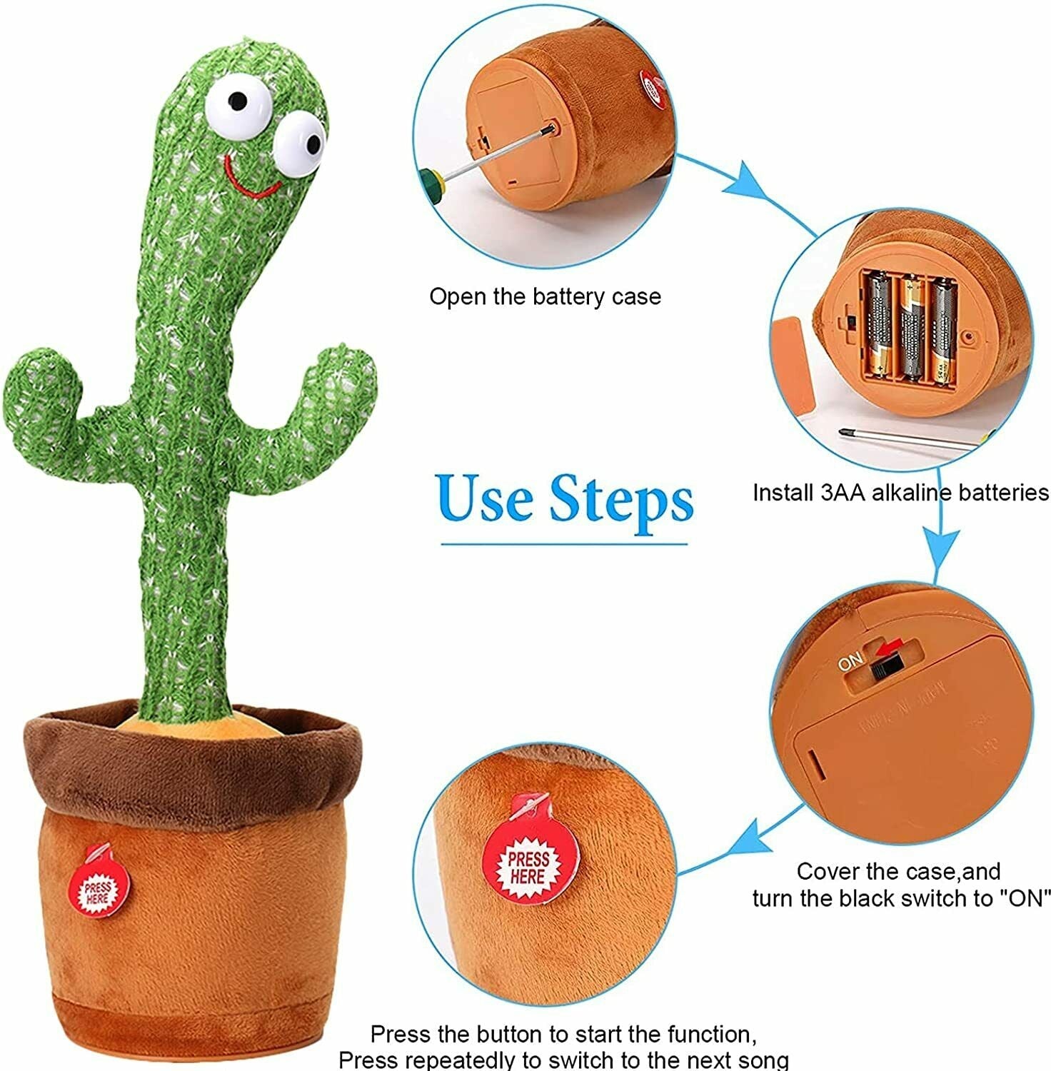 Singing Cactus Toy Cute Dancing Cactus Plush Toy Electronic Shake Kids Toy Gift