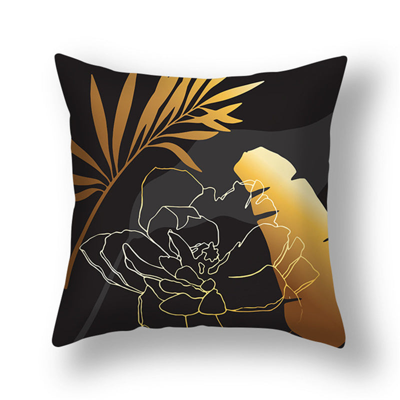 Green Gold Ginkgo Leaf Printed Pillow Cover