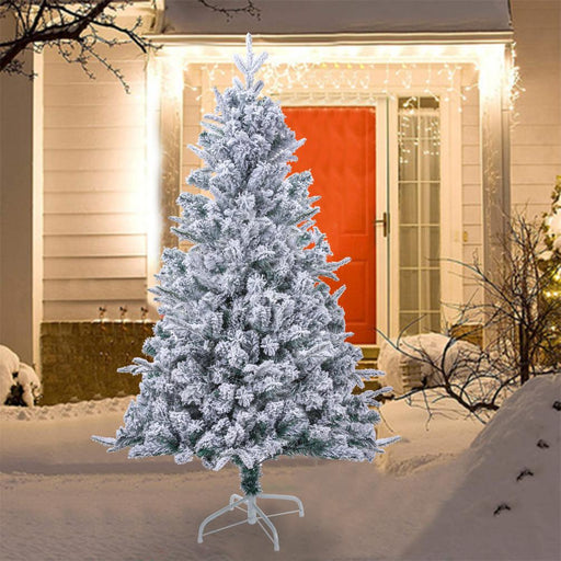 Artificial Christmas Tree White Snow Covered Xmas Decorations Decor With Stand