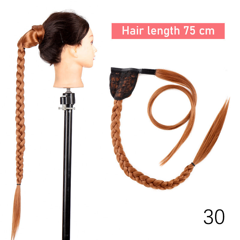 Wig Ponytail Women's Long Hair Velcro Fishbone Braid