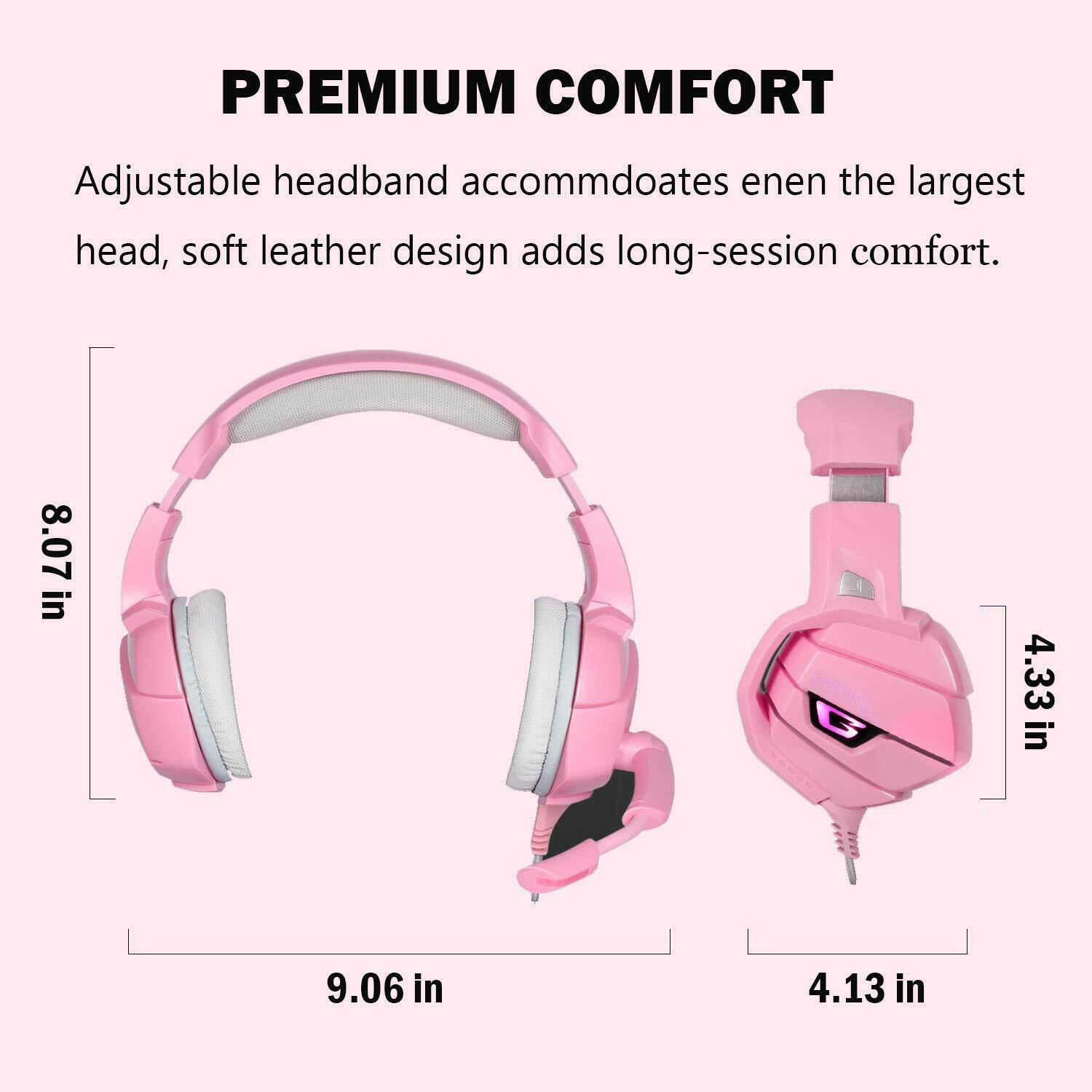 K5 Pink Gaming Headset For PS4 Xbox One PC Laptop With Noise Cancelling Mic