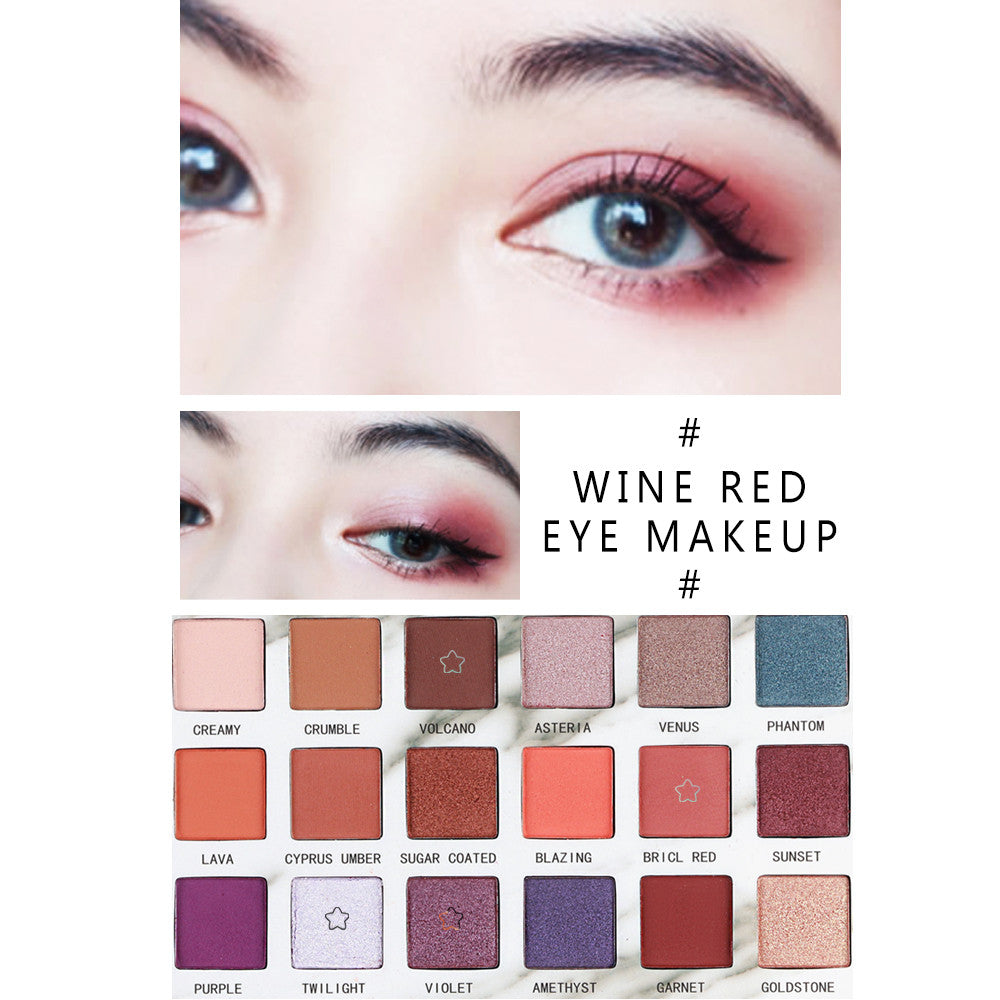 MAGEFY Fashion 18 Color Pearl Matte Caramel Wine Red Eyeshadow Cosmetics