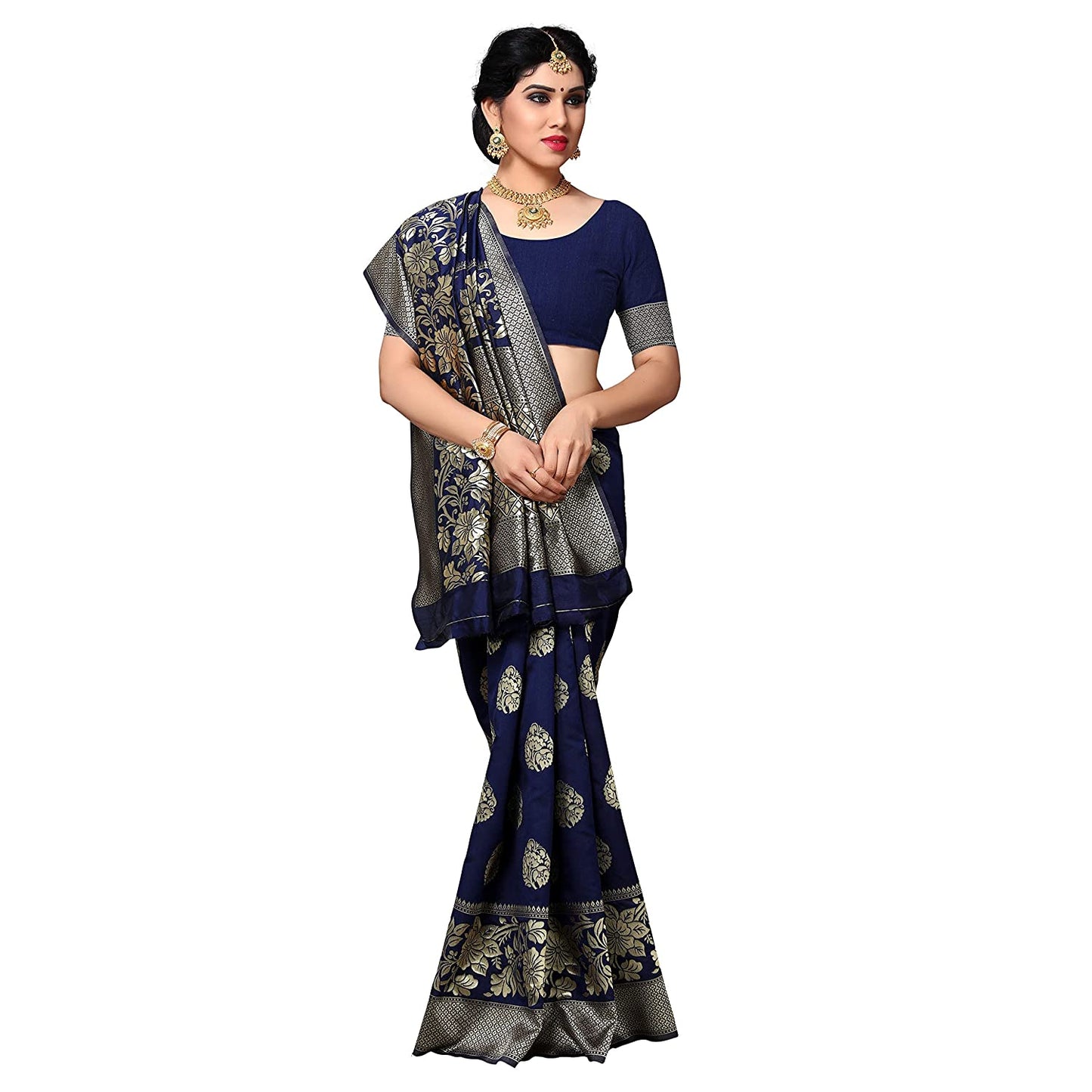 Women's Kanjivaram Saree With Blouse Piece Indian Sari Traditional Saree Wedding Dress Handmade Famous Actress Style Party Wear Free Size Ethenic Wear Clothes