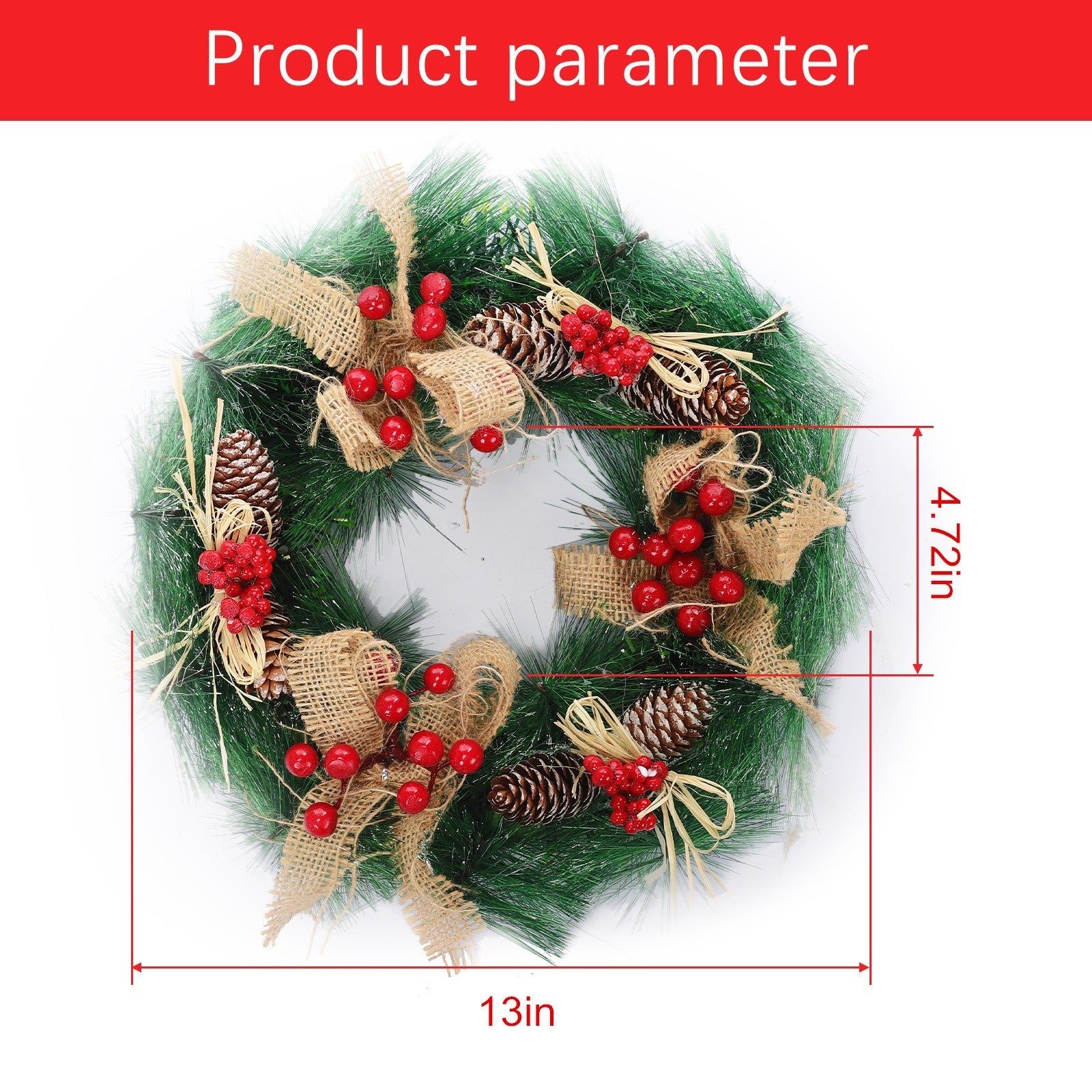 12 Inch Christmas Wreath For Front Door, Artificial Christmas Door Wreaths