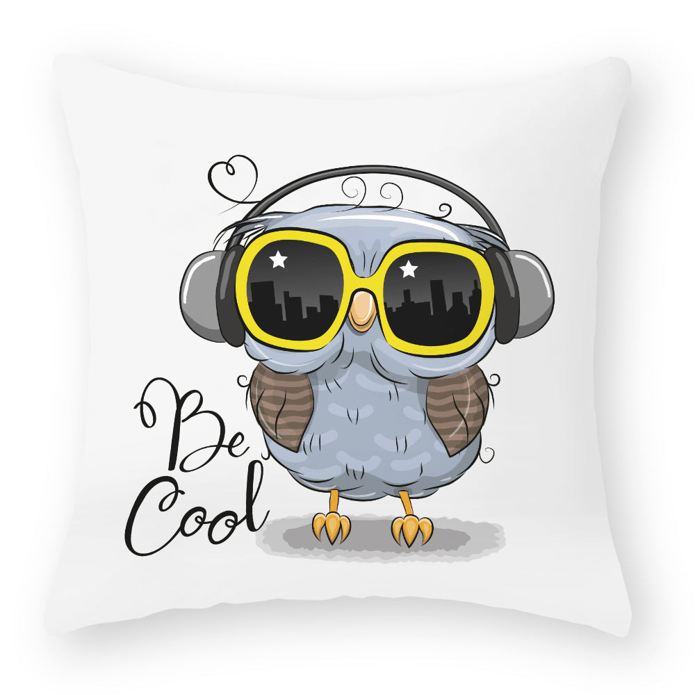 Cute Owl Peach Skin Pillow Case