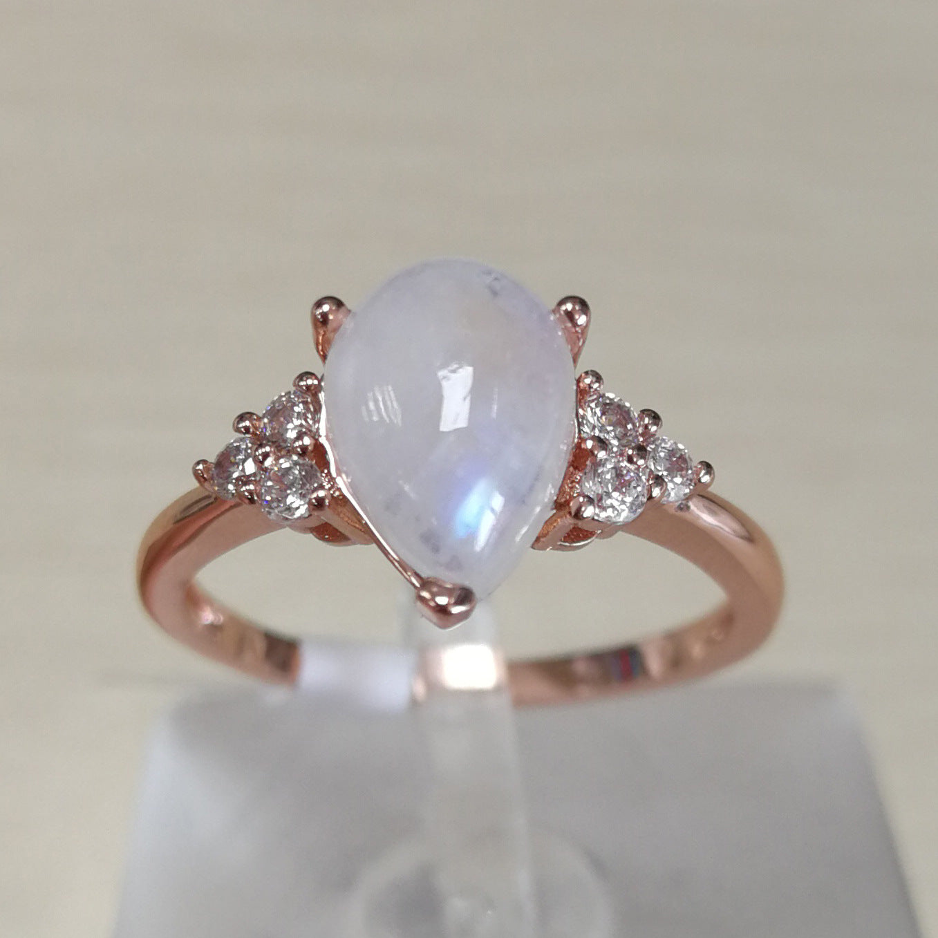 Natural Semi-Precious Moonstone Ring Simple