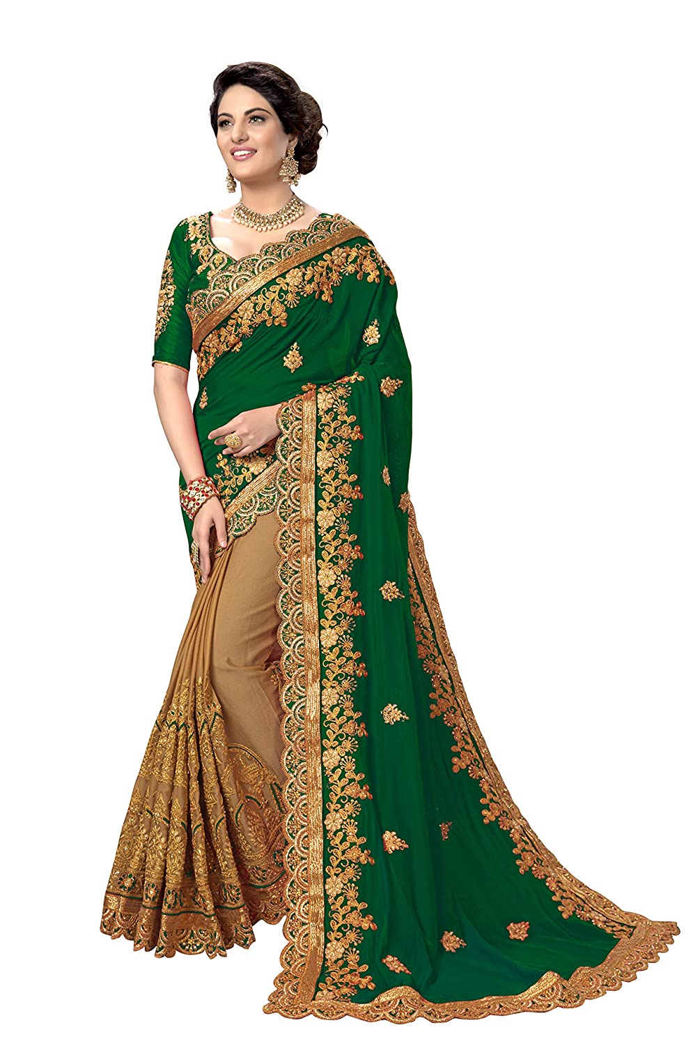 Women's Silk Embroidery SAREE Indian Traditional Saree Wedding Dress