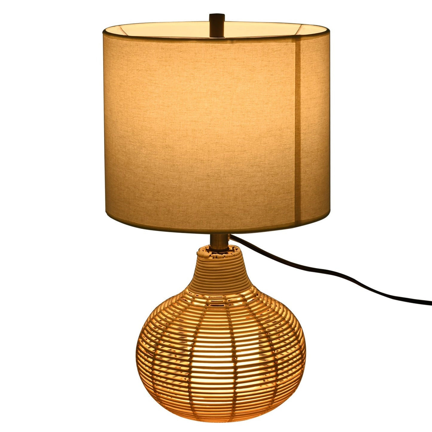 European Style Rattan+Linen+Hardware Woven Desk Lamp Mini Desk Lamp