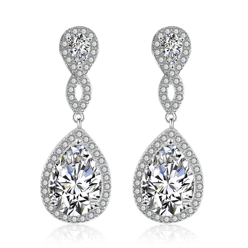 Bridal Banquet Drop-shaped Earrings With AAA Zircon