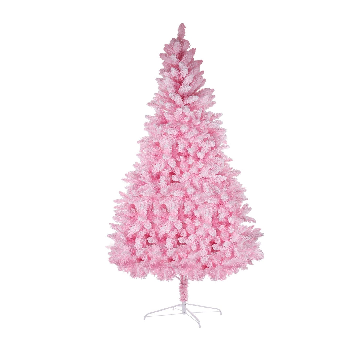 Pink Artificial Snow Flocked Christmas Tree, 8ft  Full Tree, With  Metal Stand