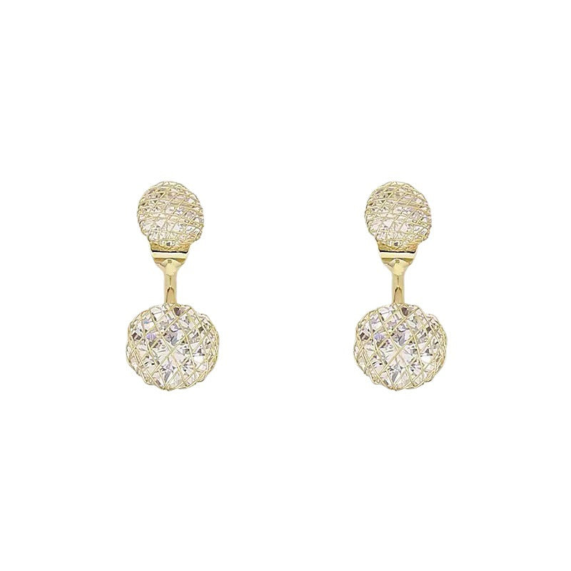 Super Full Inlaid Zircon Mesh Earrings Fashionable Temperament