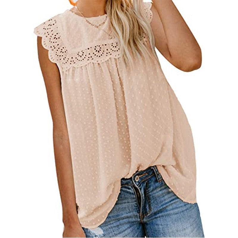 Ladies Sleeveless Cutout Lace Tank Top Shirt