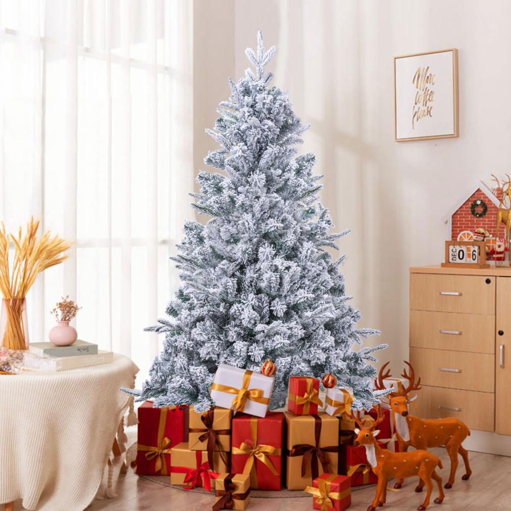 Artificial Christmas Tree White Snow Covered Xmas Decorations Decor With Stand