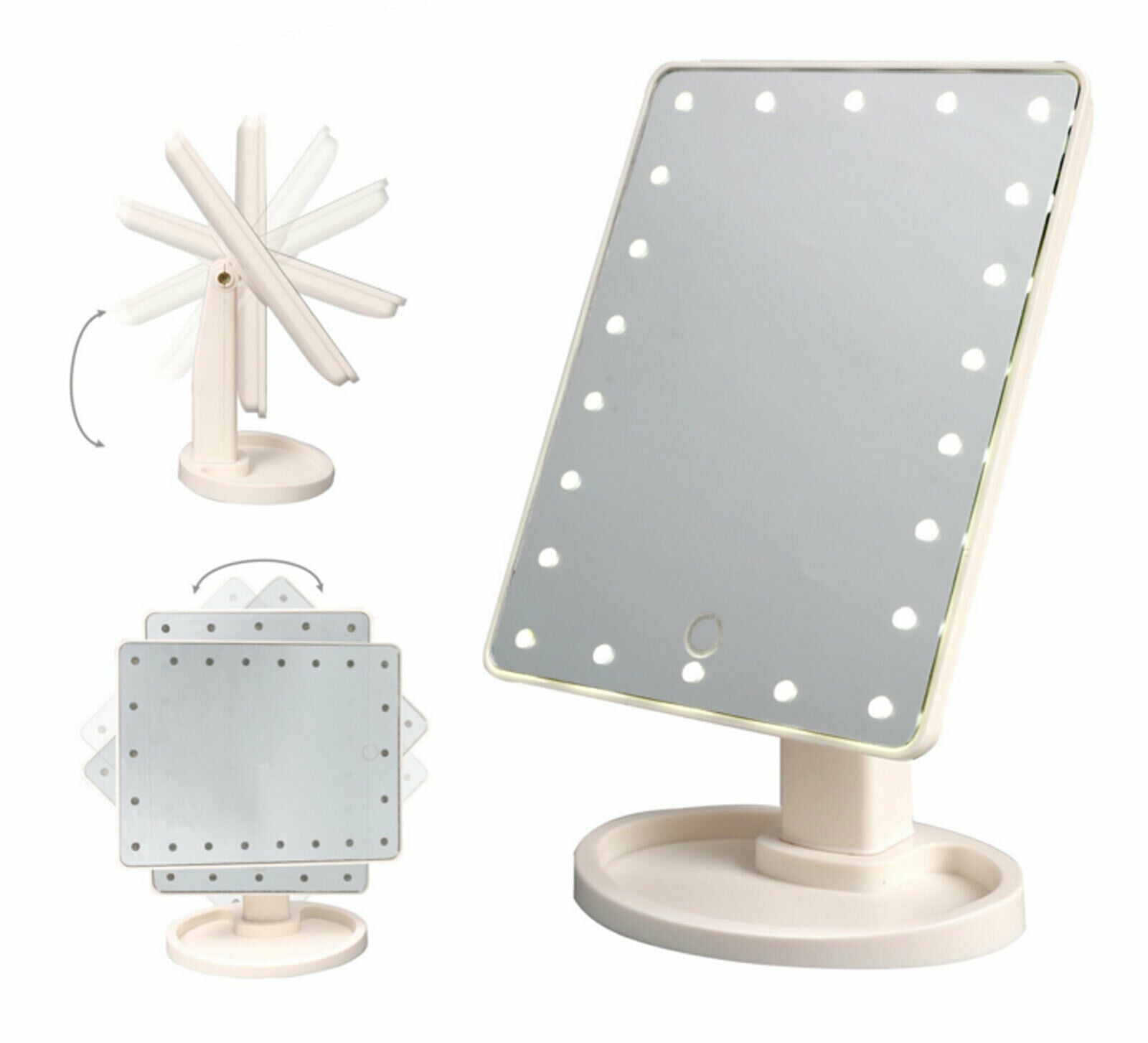 Professional 22 LED Makeup Mirror Light Portable Rotation Vanity Lights Lamp Touch Bright Adjustable USB Or Battery Use 22 LED Makeup Mirror Lighted Stand Tabletop Touch Screen Vanity White o