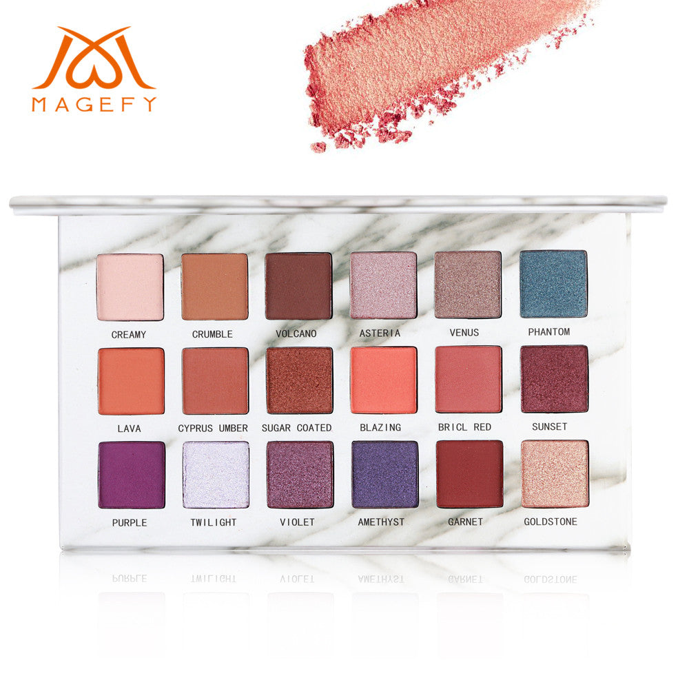 MAGEFY Fashion 18 Color Pearl Matte Caramel Wine Red Eyeshadow Cosmetics