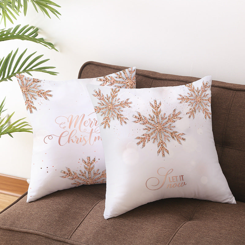 Fashion Peach Skin Velvet Snowflake Cushion Cover