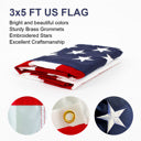 3x5 FT 210D Polyester American Flag, Embroidered Stars, Sewn Stripes, Brass Grommets US Flag Outdoor USA Flags