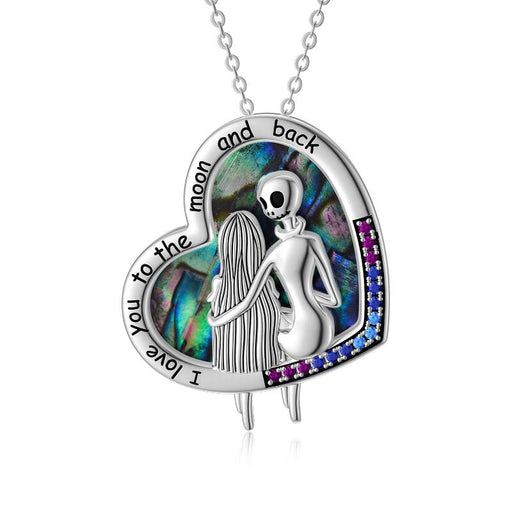 Nightmare Before Christmas Necklace Gifts Sterling Silver Jack Skellington Infinity Heart Pendant Necklace Skull Jewelry
