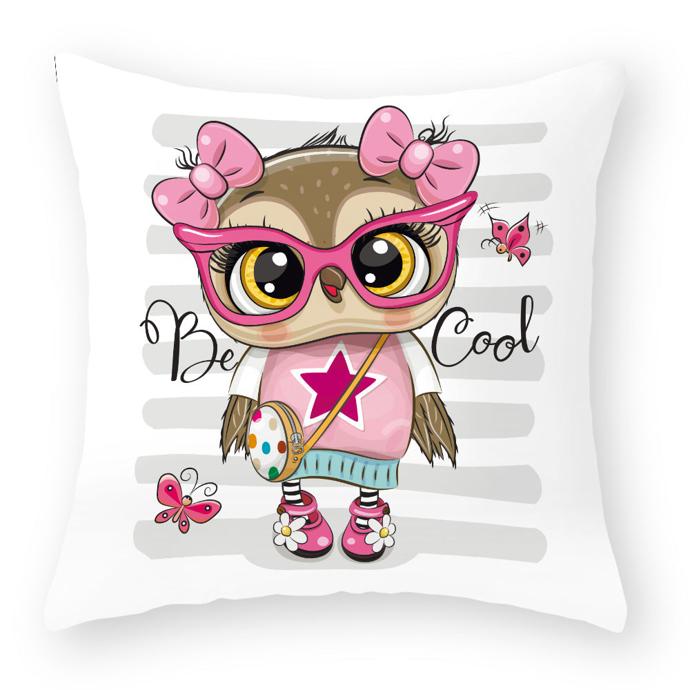 Cute Owl Peach Skin Pillow Case