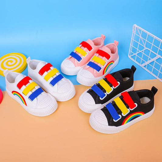 Spring Rainbow Boys And Girls Sneakers Canvas Shoes