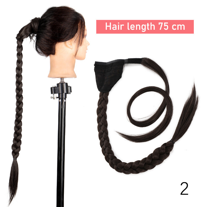 Wig Ponytail Women's Long Hair Velcro Fishbone Braid