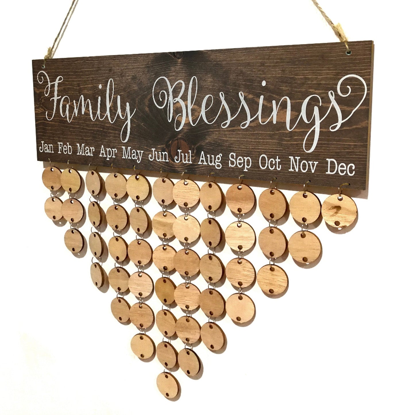 Family Blessings Calendar Board Plaque DIY Hanging Wooden Reminder