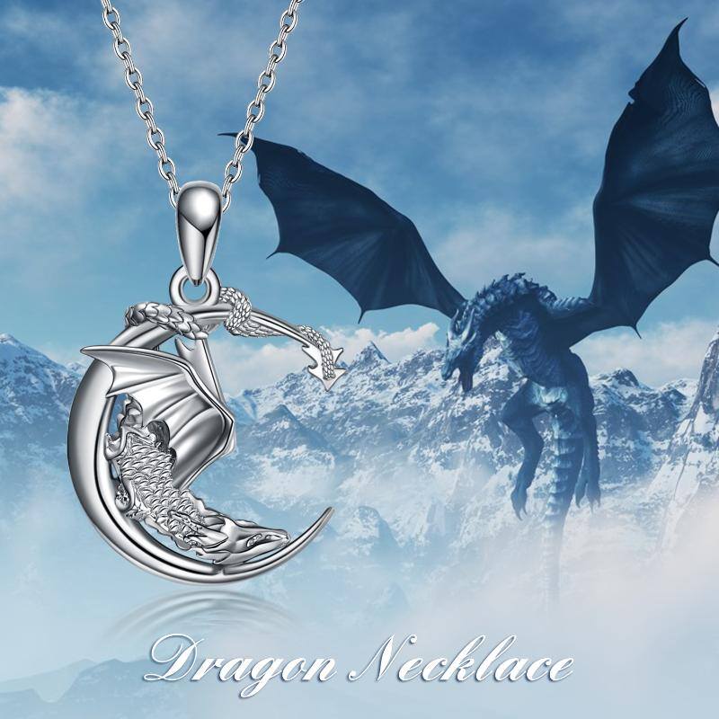 Moon necklace sterling silver dragon pendant jewelry