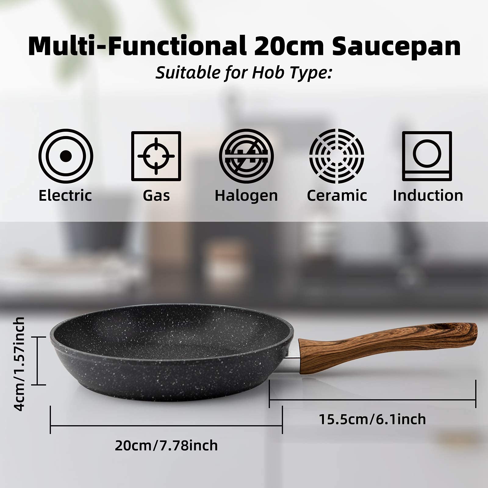 Egg Frying Pan Non Stick 20cm/ 8 inch, Induction Wok for Steak Bacon Hot-Dog Burgers, Forged Aluminum Woks Nonstick Anti-Scratch Coating Anti-scalding Handle Design Amazon Banned