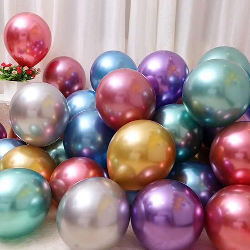 50pcs 12 Inch Metallic Balloons Metal Chrome Shiny Latex Happy Birthday Wedding Party Random Color