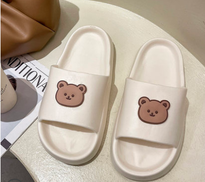 W Bear Slippers Female Home Non-slip Bathing Indoor And Outdoor Wear Soft Bottom Comfortable Sandals Male