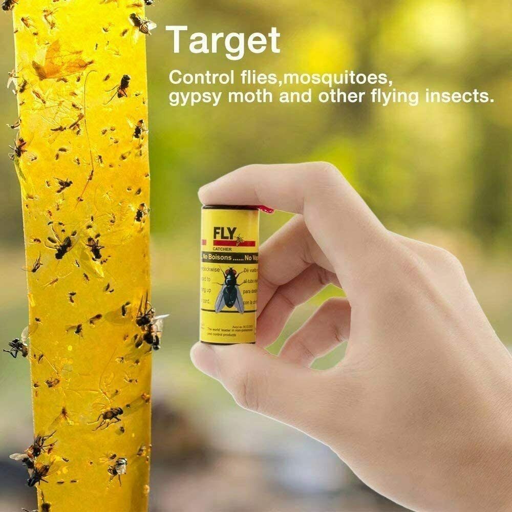 Insect Bug Fly Glue Paper Catcher Trap Ribbon Tape Strip Sticky Flies 16 Rolls