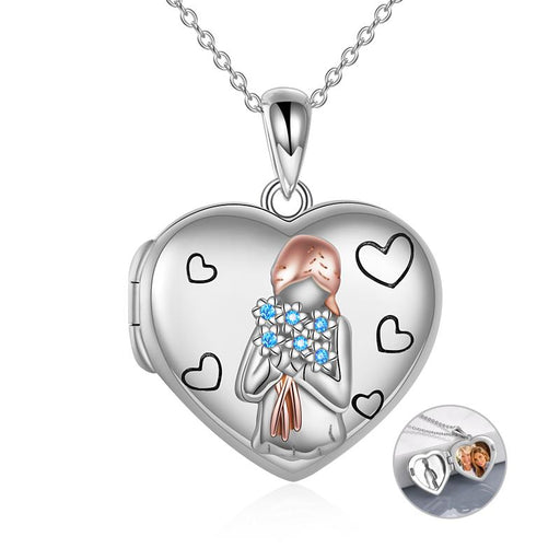 Sterling Silver Forget-me-not Heart Locket That Holds Pictures Memory Locket Necklace