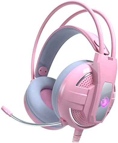 Pink Headset Girls Cute Mobile Phone Computer Game PS Luminous Wired Headset 3D Sterio With Microphone