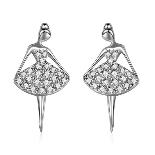 Sterling Silver Ballerina Earrings For Women