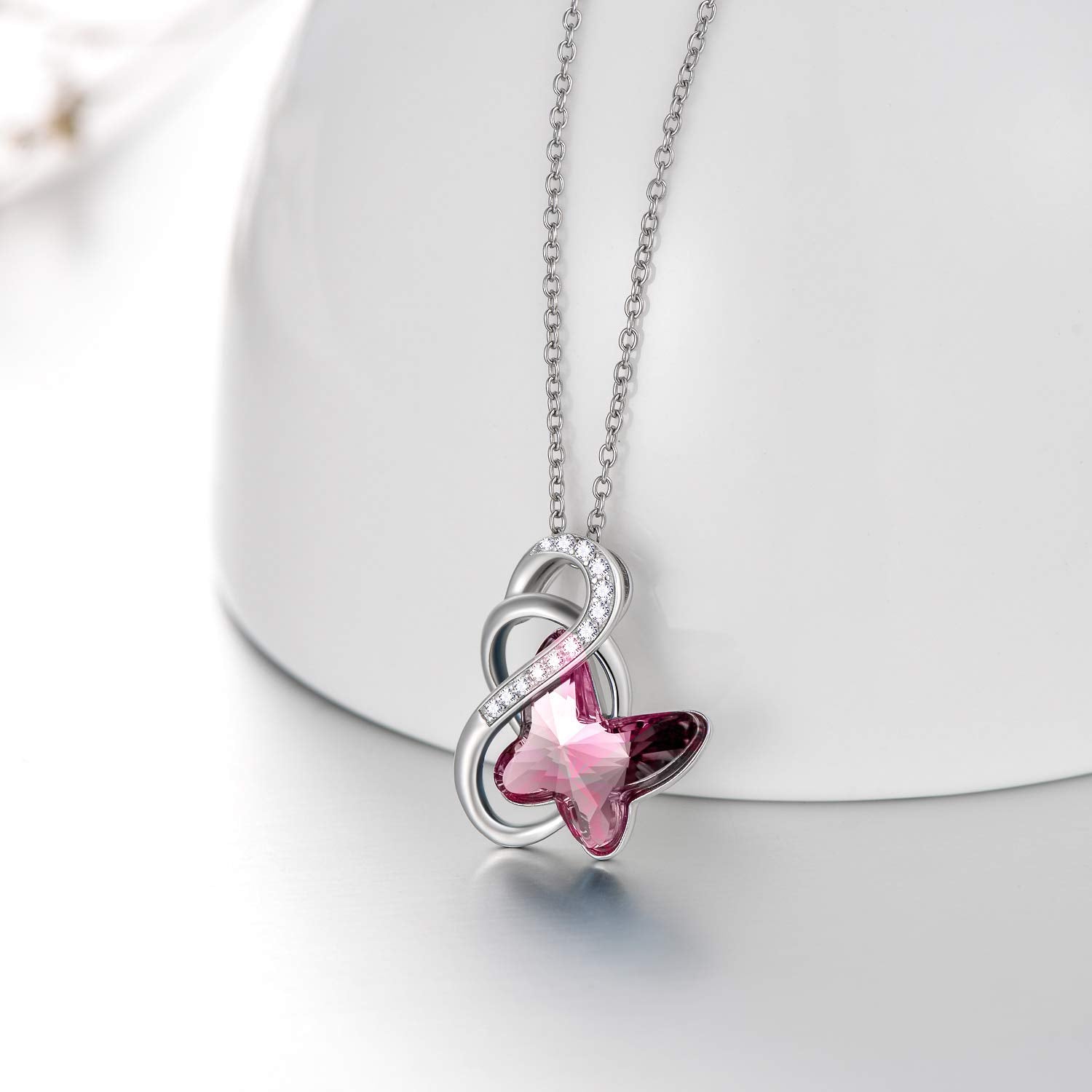 Sterling Silver Infinity Butterfly Pendant with Crystal Gifts for Women