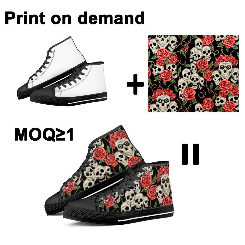 Picture Printing Christmas Pattern Canvas Shoes Men And Women Couple Sneakers