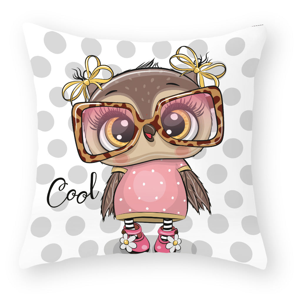 Cute Owl Peach Skin Pillow Case