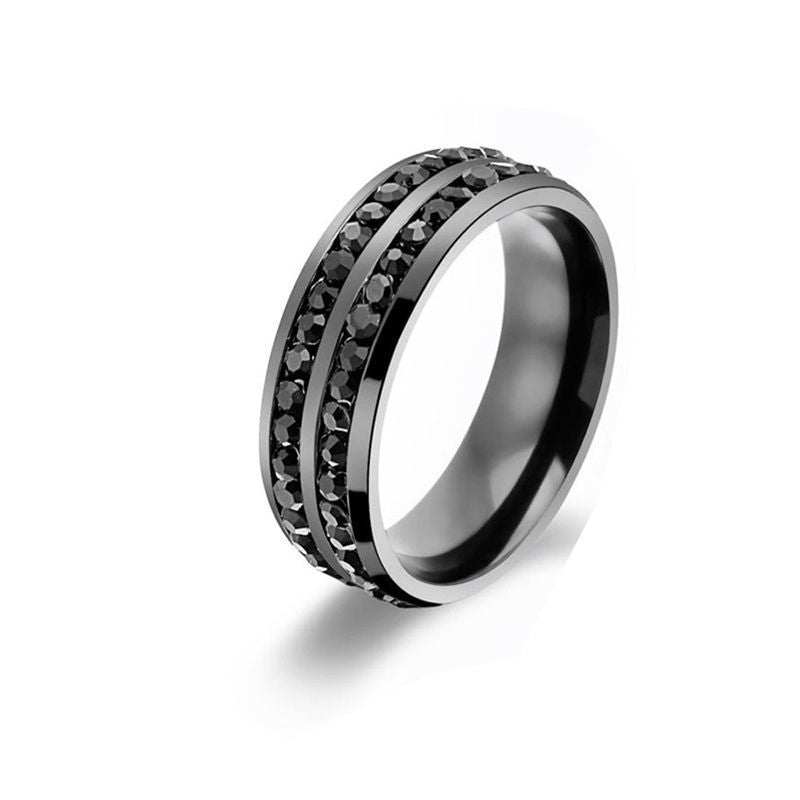 Pure Fine 316L Stainless Steel With Groove Men Ring Black