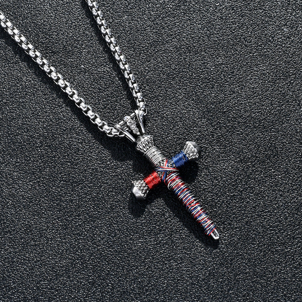 Personalized Nail Cross Pendant  Men's Necklace