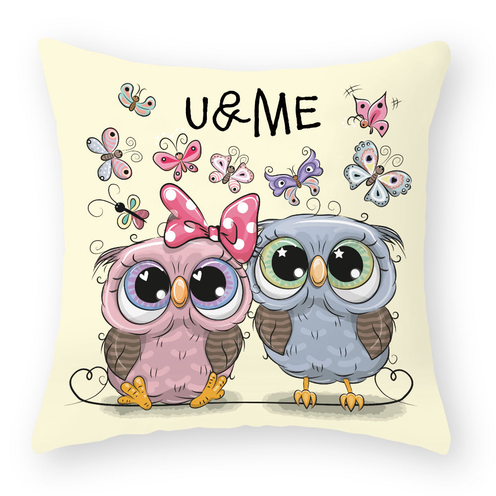 Cute Owl Peach Skin Pillow Case