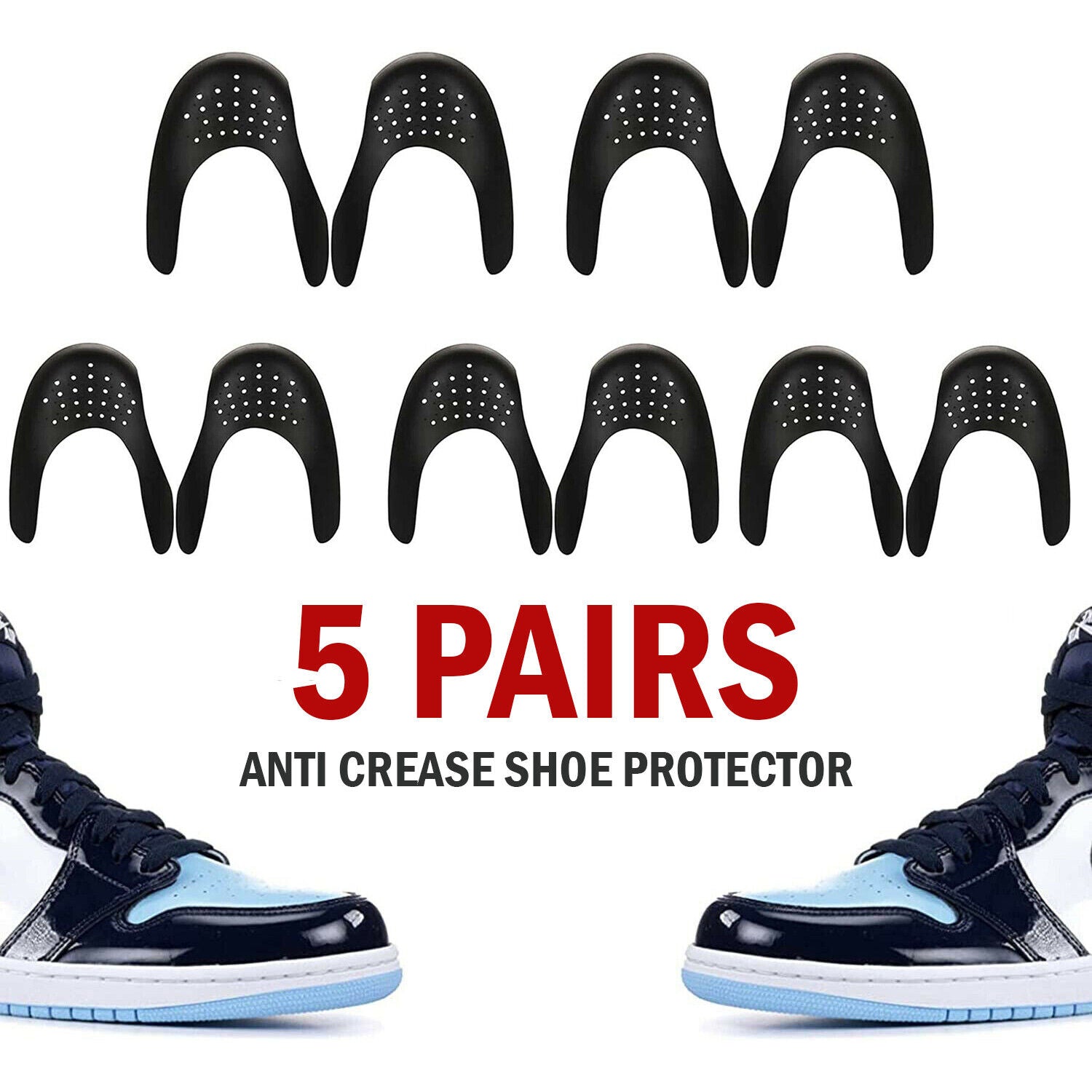 5 Pairs Anti Crease Shoe Protector Anti-Wrinkle Toe Cover Cap Sneaker Guards USA