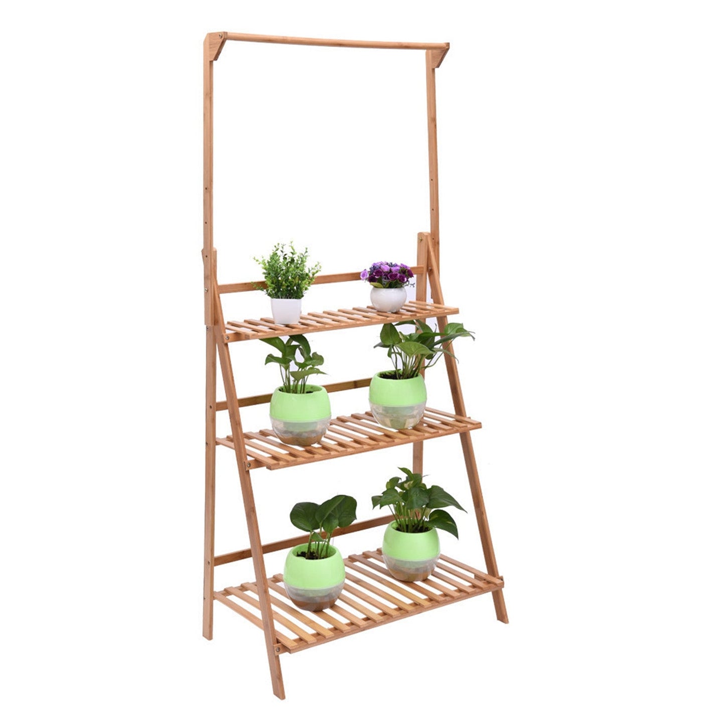 Bamboo Hanging Plant Stand Planter Shelves Flower Pot Organizer Storage Rack